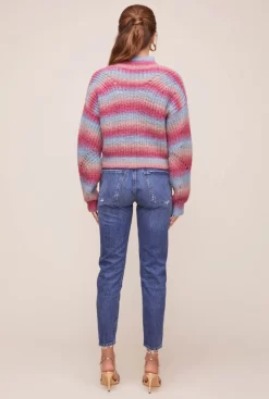 Carly Striped Sweater -ASTR the Label Store ACT13737B BLUE FUCHSIA MULTI 10 scaled