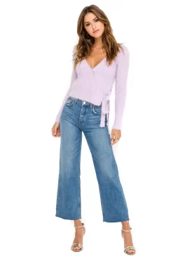 Wrap Front Fuzzy Sweater -ASTR the Label Store ACT15013 LAVENDER FROST 01 scaled