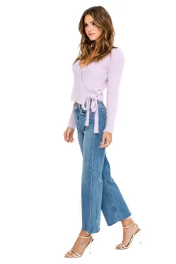 Wrap Front Fuzzy Sweater -ASTR the Label Store ACT15013 LAVENDER FROST 03 scaled