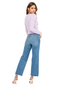 Wrap Front Fuzzy Sweater -ASTR the Label Store ACT15013 LAVENDER FROST 04 scaled