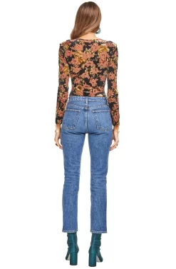 Vickie Bodysuit -ASTR the Label Store ACT15038 BLACK RUST FLORAL 03 scaled