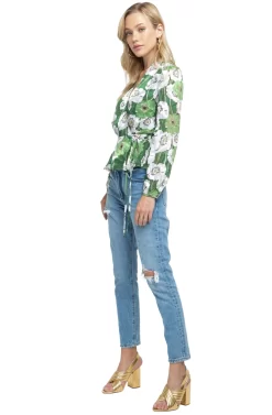 Long Sleeve Wrap Top -ASTR the Label Store ACT15168B GREEN FLORAL 02 scaled