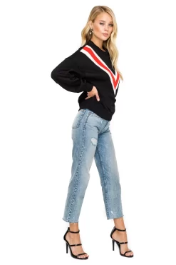 Varsity Stripe Sweatshirt -ASTR the Label Store ACT15242 BLACK 02 scaled