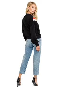 Varsity Stripe Sweatshirt -ASTR the Label Store ACT15242 BLACK 03 scaled