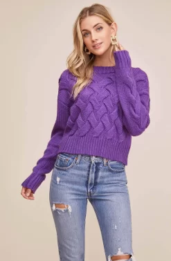 3D Basketweave Knit Sweater -ASTR the Label Store ACT15243 PURPLE 4 scaled