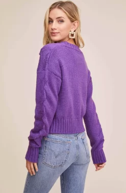 3D Basketweave Knit Sweater -ASTR the Label Store ACT15243 PURPLE 6 scaled