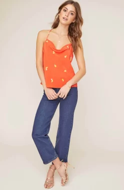 Patti Cowl Top -ASTR the Label Store ACT15434 ATOMIC ORANGE PRINT 1 2 AA scaled