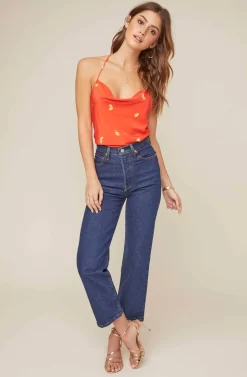 Patti Cowl Top -ASTR the Label Store ACT15434 ATOMIC ORANGE PRINT 7A scaled