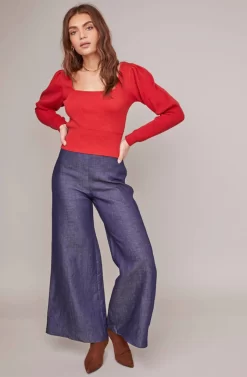 Bijou Square Neck Sweater -ASTR the Label Store ACT15451 RED BRICK 1A scaled