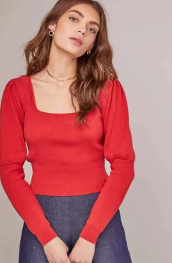 Bijou Square Neck Sweater -ASTR the Label Store ACT15451 RED BRICK 2A scaled