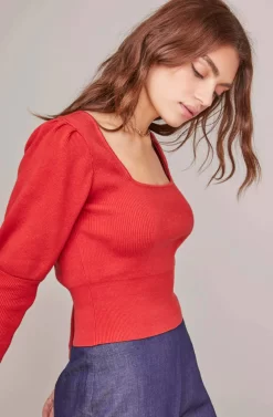 Bijou Square Neck Sweater -ASTR the Label Store ACT15451 RED BRICK 4A scaled