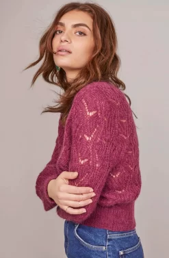 Audra Pointelle Sweater -ASTR the Label Store ACT15454 PLUM 2A scaled