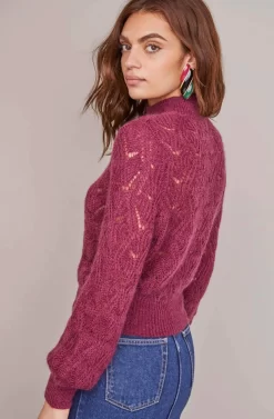 Audra Pointelle Sweater -ASTR the Label Store ACT15454 PLUM 4A scaled