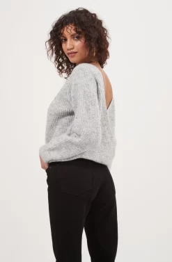 Serena Open Back Rhinestone Embellished Sweater -ASTR the Label Store ACT15494B GREY 6 scaled