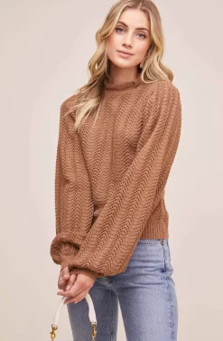 Brynn Mock Neck Sweater 18 Brynn Mock Neck Sweater -ASTR the Label Store ACT15512 CARAMEL MULTI 2 scaled