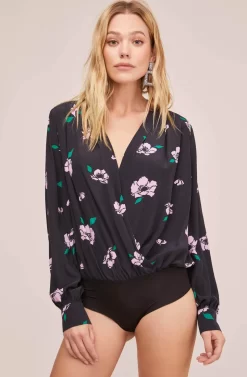 Trixie Floral Print Bodysuit -ASTR the Label Store ACT15536 BLACK IRON LILAC FLORAL 5 scaled
