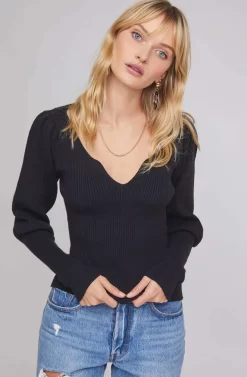 Marina Puff Sleeve Sweater -ASTR the Label Store ACT15585 BLACK 2AA scaled