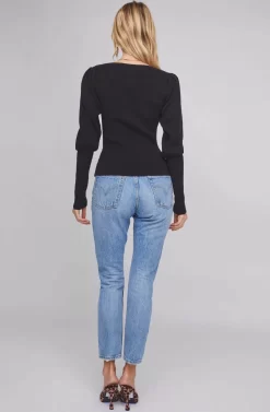 Marina Puff Sleeve Sweater -ASTR the Label Store ACT15585 BLACK 3A scaled