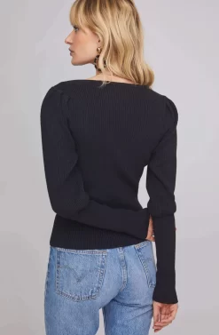 Marina Puff Sleeve Sweater -ASTR the Label Store ACT15585 BLACK 4A scaled