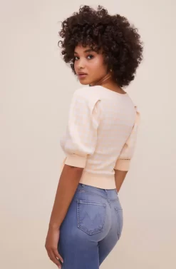 Skipper Ruched Short Sleeve Sweater 8 Skipper Ruched Short Sleeve Sweater -ASTR the Label Store ACT15766 APRICOT WHITE 8 scaled