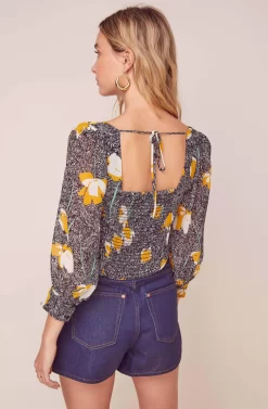 Amaya Floral Top -ASTR the Label Store ACT15837 BLACK MUSTARD FLORAL 4 scaled
