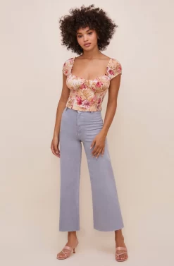 Gigi Smocked Tropical Print Top -ASTR the Label Store ACT15879R004 ROSEOLIVETROPICAL 1 scaled