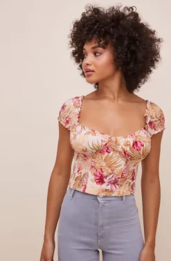 Gigi Smocked Tropical Print Top -ASTR the Label Store ACT15879R004 ROSEOLIVETROPICAL 3 scaled