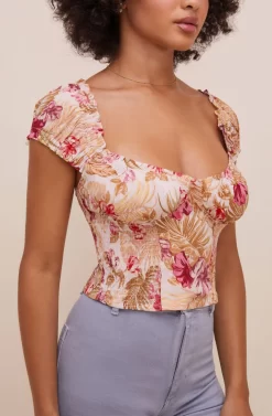 Gigi Smocked Tropical Print Top -ASTR the Label Store ACT15879R004 ROSEOLIVETROPICAL 4 scaled