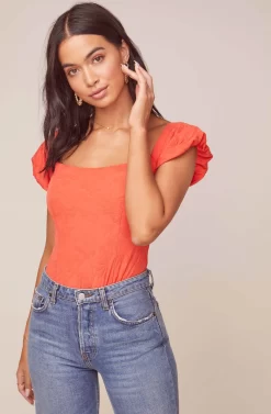Aegean Puff Sleeve Bodysuit 15 Aegean Puff Sleeve Bodysuit -ASTR the Label Store ACT15967 HOT ORANGE 2 edited scaled