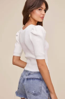 Villa Puff Sleeve Sweater -ASTR the Label Store ACT15982 OFF WHITE 4 scaled