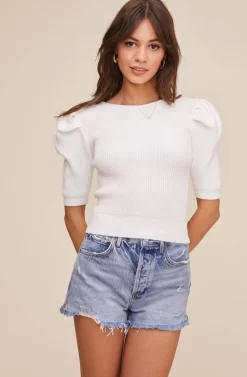 Villa Puff Sleeve Sweater -ASTR the Label Store ACT15982 OFF WHITE 5 scaled