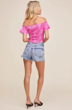 Bayou Floral Crop Top -ASTR the Label Store ACT15998B AZALEA PINK FLORAL 2 scaled