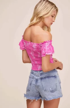 Bayou Floral Crop Top -ASTR the Label Store ACT15998B AZALEA PINK FLORAL 3 scaled