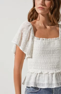 January Smocked Top -ASTR the Label Store ACT16012E OFFWHITE 3 scaled