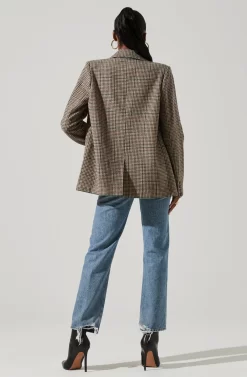 Harlow Plaid Blazer -ASTR the Label Store ACT16133W BROWN GREENPLAID 5 scaled