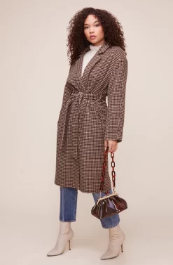 Roxanne Houndstooth Coat -ASTR the Label Store ACT16166 MOCHA MULTI 2 scaled