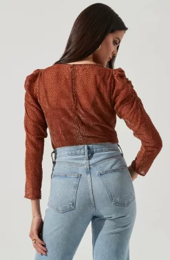 Spot Me Burnout Polka Dot Long Sleeve Top -ASTR the Label Store ACT16198 GINGER 4 scaled