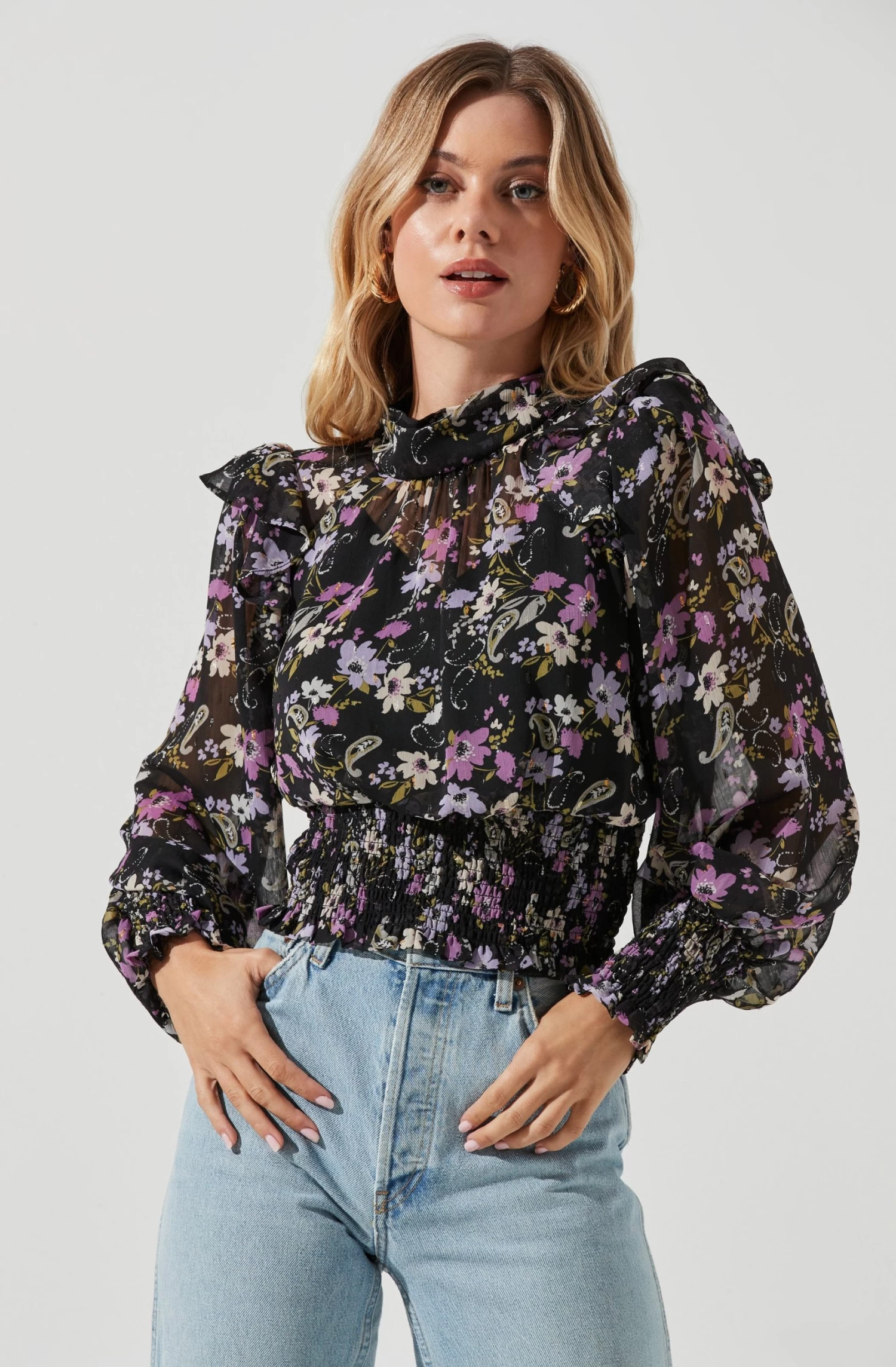 Everly Floral Smocked Waist Top 5 Everly Floral Smocked Waist Top - Image 5