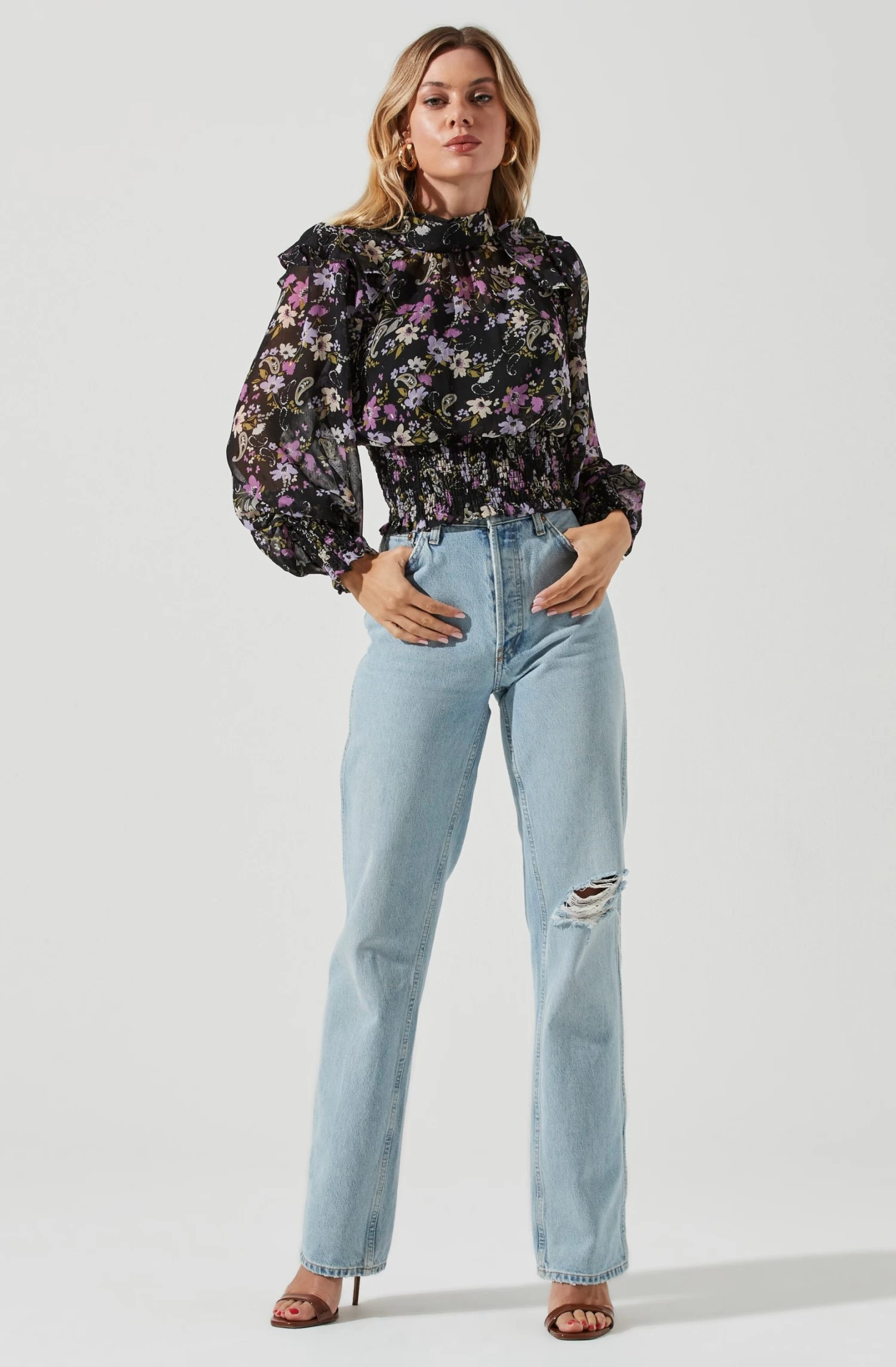 Everly Floral Smocked Waist Top 3 Everly Floral Smocked Waist Top - Image 3