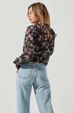 Everly Floral Smocked Waist Top 9 Everly Floral Smocked Waist Top -ASTR the Label Store ACT16199JC BLACKLILACMULTIFLORAL 5 scaled