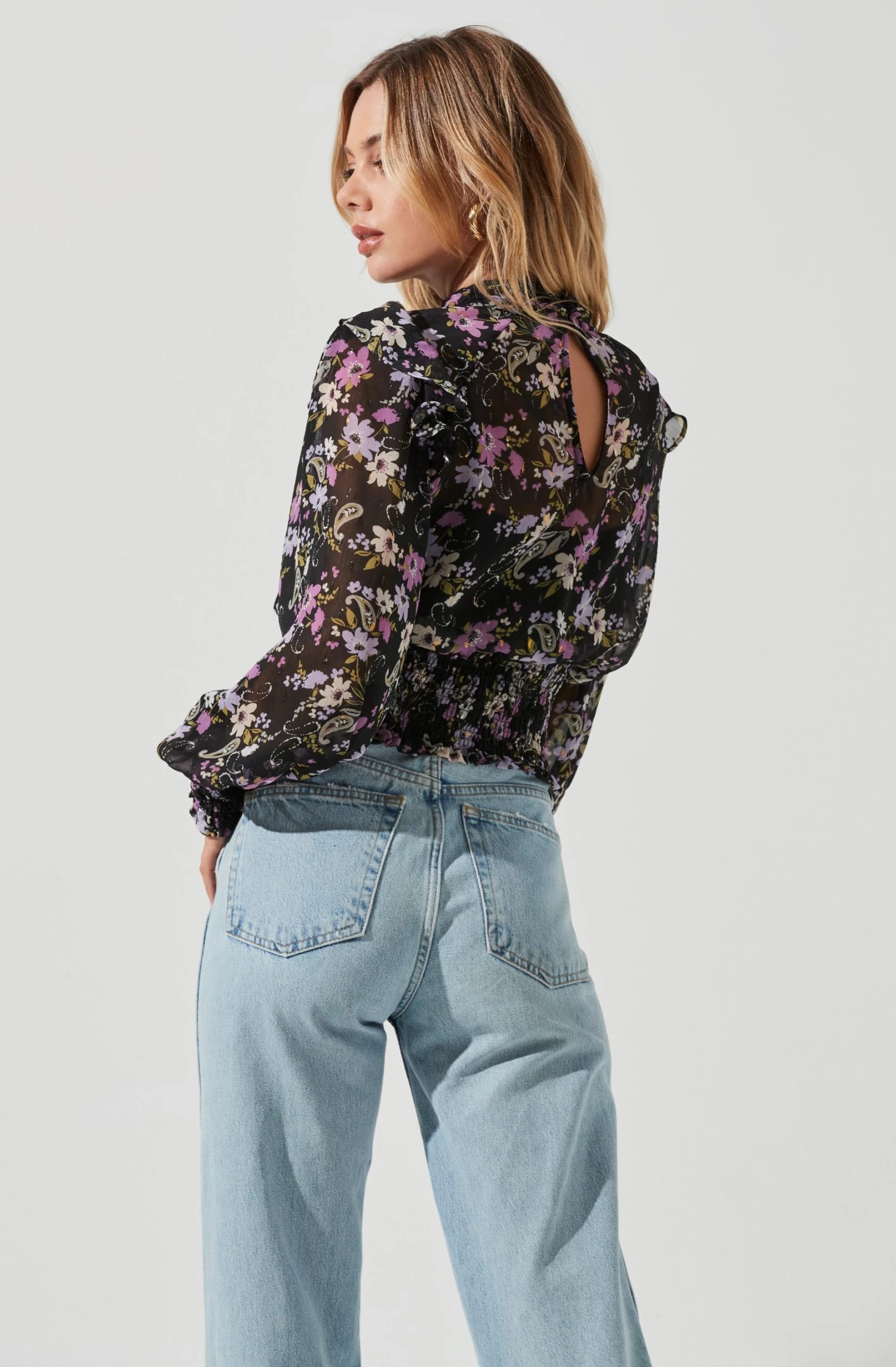 Everly Floral Smocked Waist Top 4 Everly Floral Smocked Waist Top - Image 4