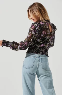 Everly Floral Smocked Waist Top 11 Everly Floral Smocked Waist Top -ASTR the Label Store ACT16199JC BLACKLILACMULTIFLORAL 6 scaled