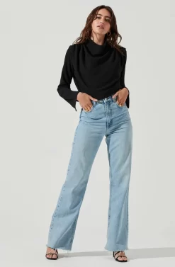 Amelia Mock Neck Top -ASTR the Label Store ACT16268 BLACK 1 scaled