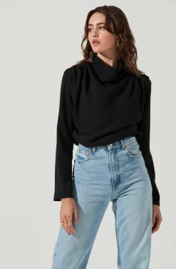 Amelia Mock Neck Top -ASTR the Label Store ACT16268 BLACK 2 scaled