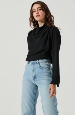 Amelia Mock Neck Top -ASTR the Label Store ACT16268 BLACK 3 scaled