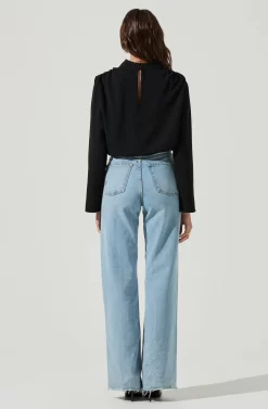 Amelia Mock Neck Top -ASTR the Label Store ACT16268 BLACK 4 scaled