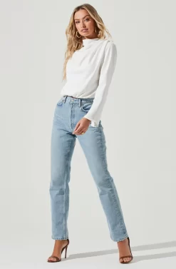 Amelia Mock Neck Top -ASTR the Label Store ACT16268 WHITE 1 scaled