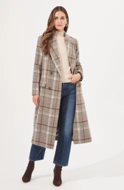 Raquel Plaid Double Breasted Coat -ASTR the Label Store ACT16283B GREY BROWNPLAID 1 scaled