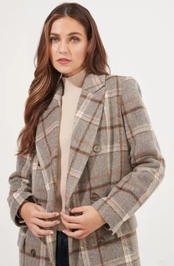 Raquel Plaid Double Breasted Coat -ASTR the Label Store ACT16283B GREY BROWNPLAID 3 scaled