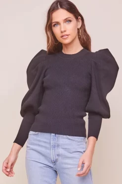 Elina Puff Sleeve Sweater -ASTR the Label Store ACT16298 BLACK 2 scaled